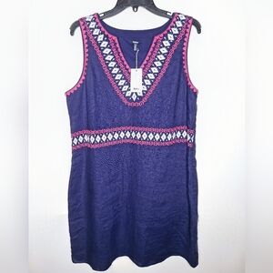 Hatley Brand"Embroidered Shift in Linen" 100% Linen,cotton lined,emboried dress.